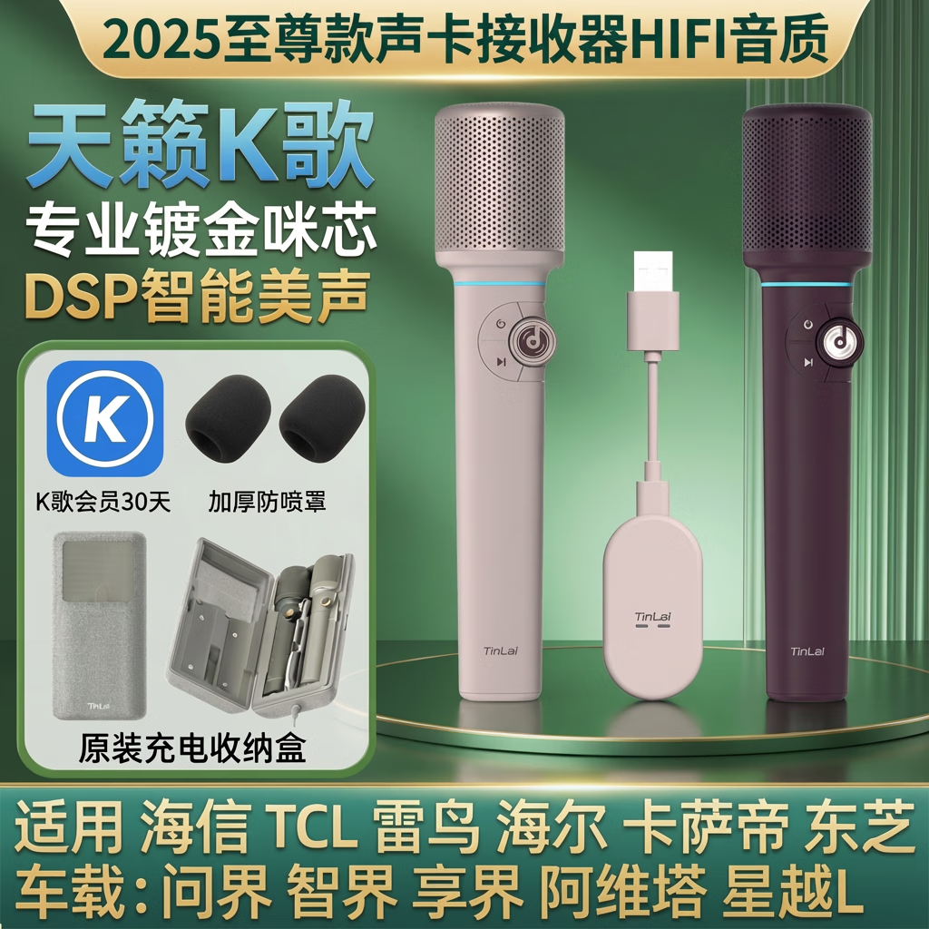 天籁K歌天籁k歌MM-8无线麦克风家用电视k歌话筒适用海信东芝tcl东芝雷鸟vidda卡萨帝海尔问界阿维塔车载 至尊款MM-11Ultra【充电仓+蓝牙】多功能