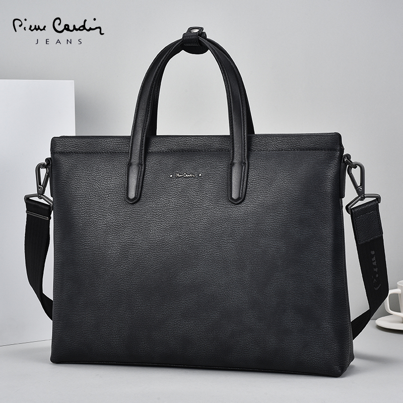 pierre cardin/皮尔卡丹品牌男包真皮商务公文包男士大容量软牛皮手提