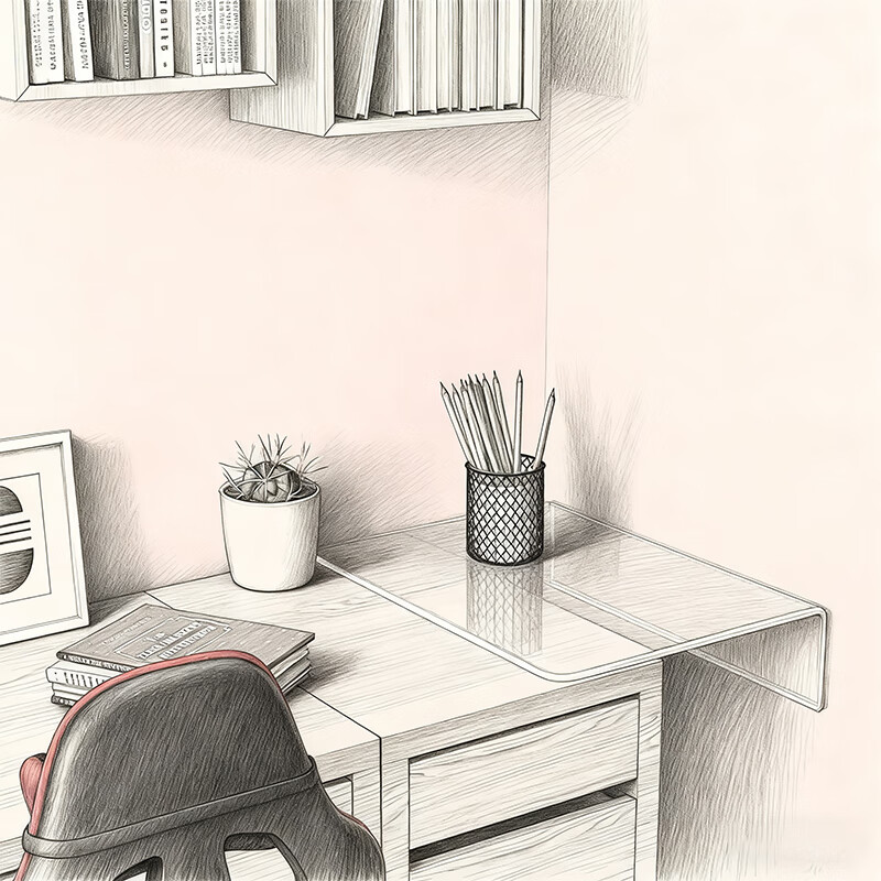 尔思家书桌台面挡板亚克力书桌缝隙填充板桌子边缘防掉落墙面延长透明架 大号