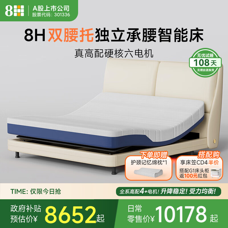 8H双撑腰电动智能床自动升降 米白岩沙1.8m+TZpro max已接入米家APP