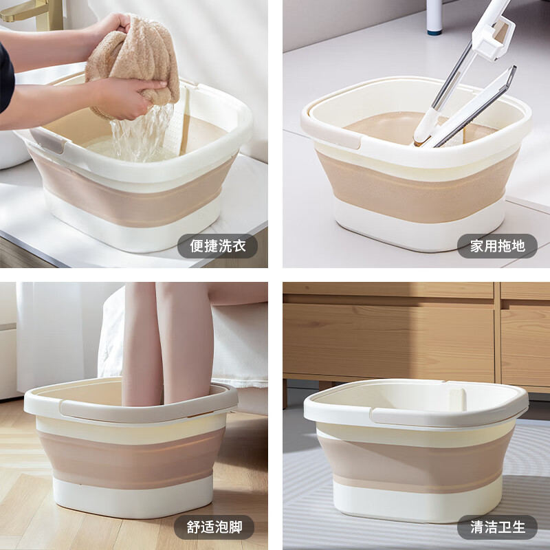 禧天龙折叠泡脚桶带防塌支架按摩泡脚盆洗脚盆足浴盆泡脚袋便捷式养生桶 折叠泡脚桶 38.5cm