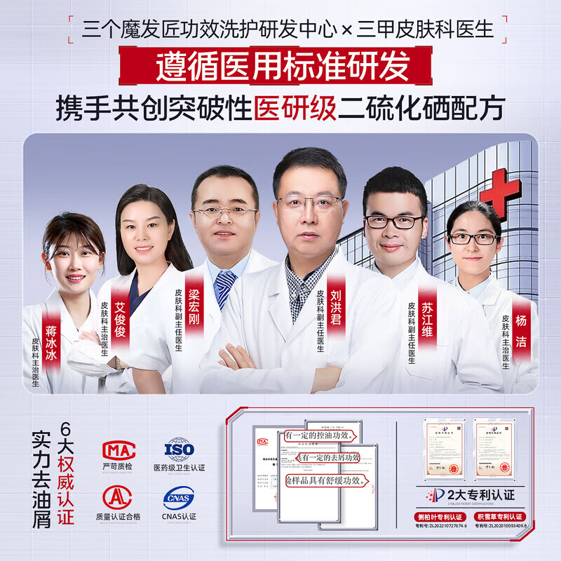 三个魔发匠二硫化硒洗发水 去屑止痒柔顺控油蓬松 男女士头皮护理洗头膏				 【去屑实力派】二硫化硒洗发水480ml