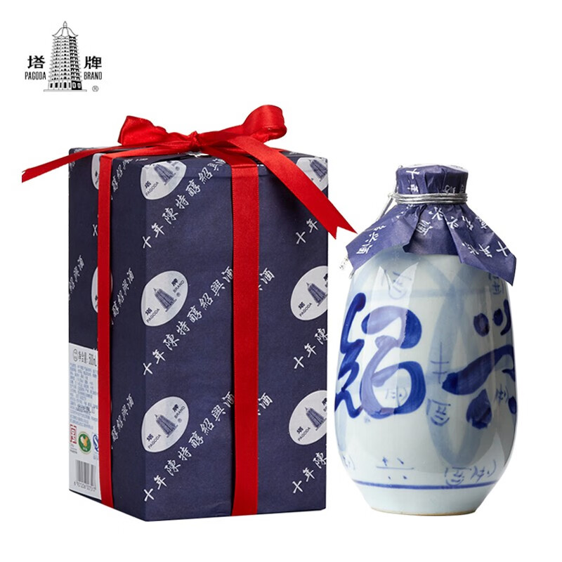 塔牌  绍兴黄酒 塔牌 十年陈 10年特醇 手工冬酿 自饮花雕酒 木质礼盒 木盒十年 500mL 1瓶 礼盒装