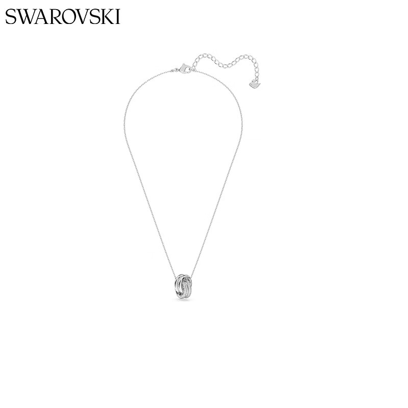 施华洛世奇（SWAROVSKI）【生日礼物】Hyperbola项链女绳结吊坠轻奢小众送女友女 镀白金色5646724