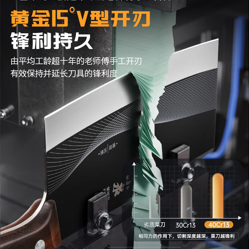 张小泉菜刀家用 斩切两用刀 黑刃防锈厨房砍骨切菜刀切肉切片锋利刀具 【抗菌防锈】斩切两用刀