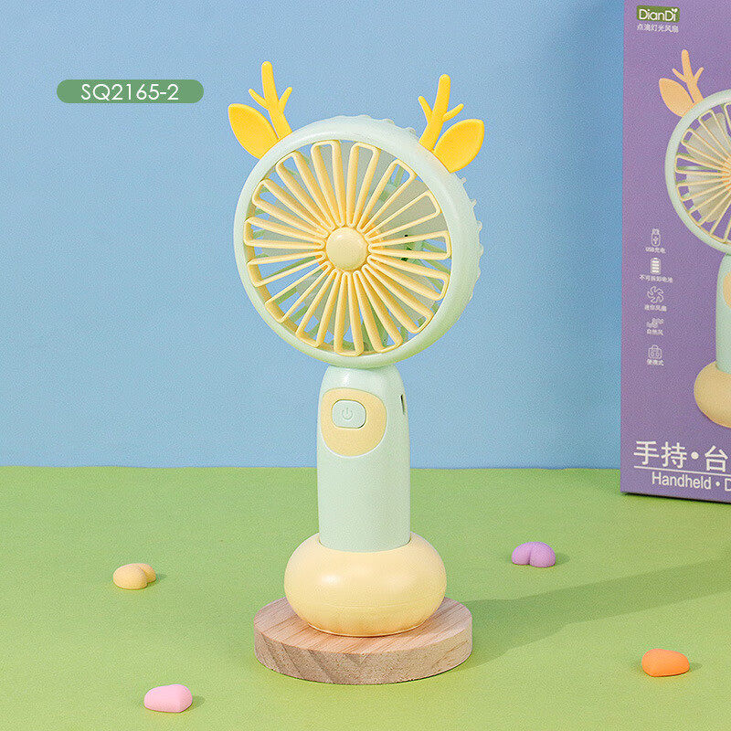 手持小风扇迷你usb充电学生便携式卡通小型办公室大风力电扇 SQ2165-1耳朵随机绿色一个