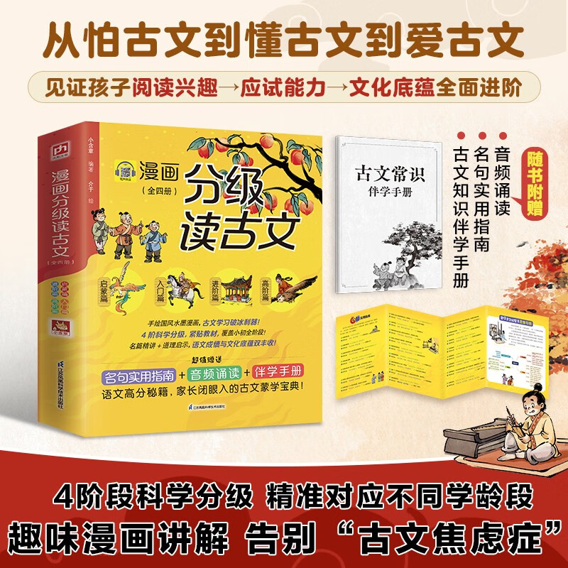 漫画分级读古文（全四册）从老马识途启蒙到滕王阁序高阶探索72篇选文从易到难无缝衔接语文课本