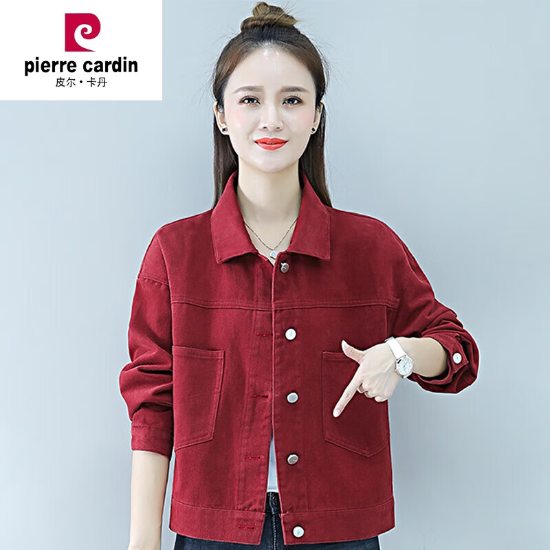 皮尔卡丹(pierre cardin)秋季小个子牛仔短外套女秋装宽松百搭女士