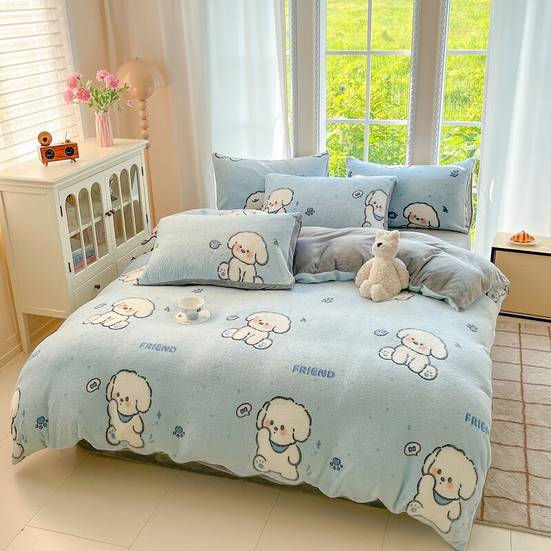 麦琪娜 雪花绒单被套双人被套单品被套水晶绒金貂绒单被套 绒毛细密柔软舒适 20支 机灵狗 200cm*150cm