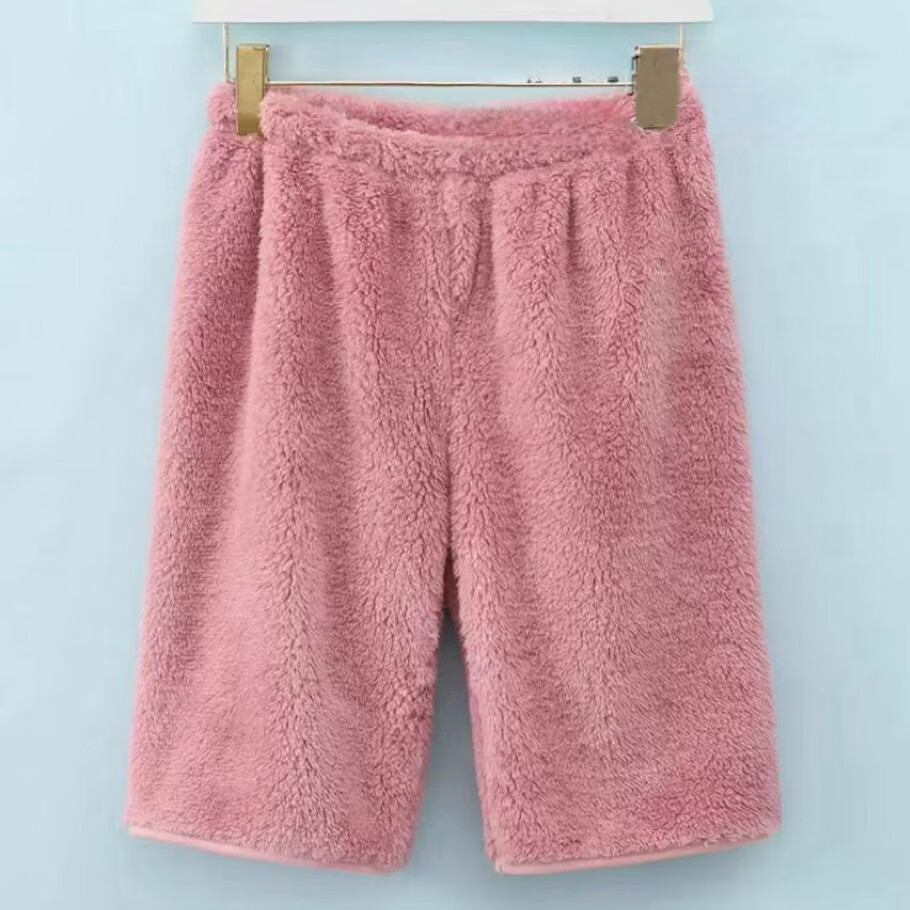 方亚加绒加厚保暖七分裤秋冬男女五分打底裤卧室护膝裤秋裤睡裤家居裤 暗粉【五分裤】 M 建议80-100斤