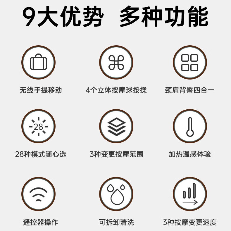 ATEX日本按摩器腰椎腰间盘突出多模式垫新年礼物送父母长辈女友 矫正按摩家用颈椎肩颈腰lourdes按摩仪 【棕色】多功能28种模式+背腰I坐垫+可拆洗