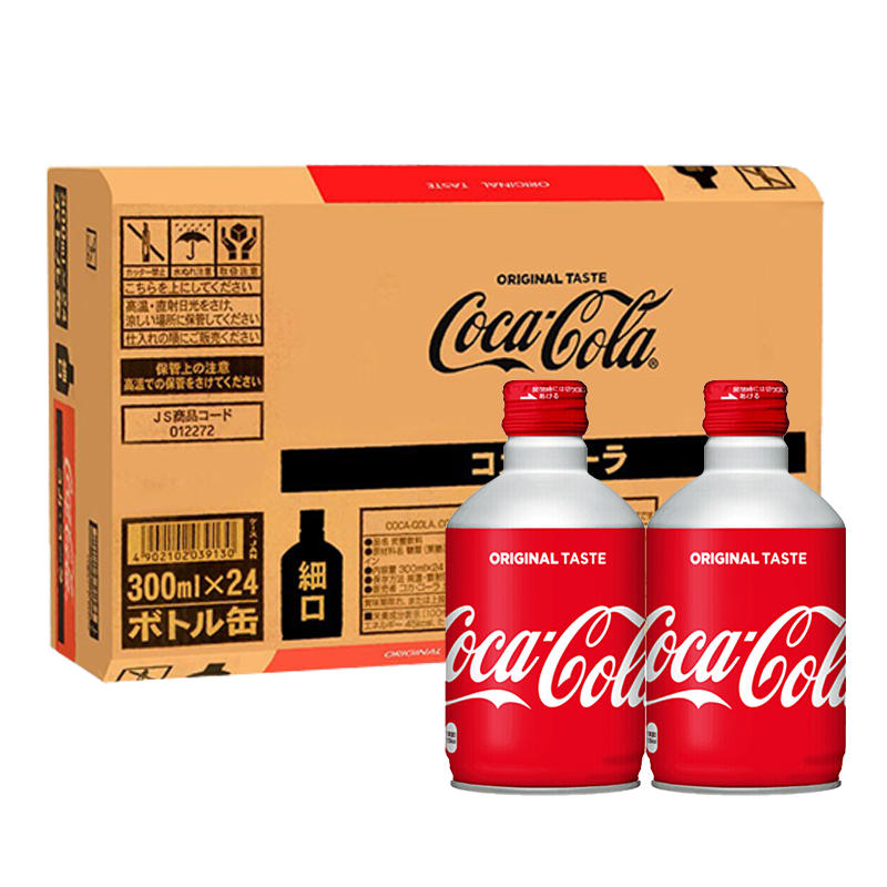 可口可乐 Coca-Cola）日本原装进口饮料 可口可乐碳酸饮料汽水聚餐饮品 300ml*24瓶（整箱装）