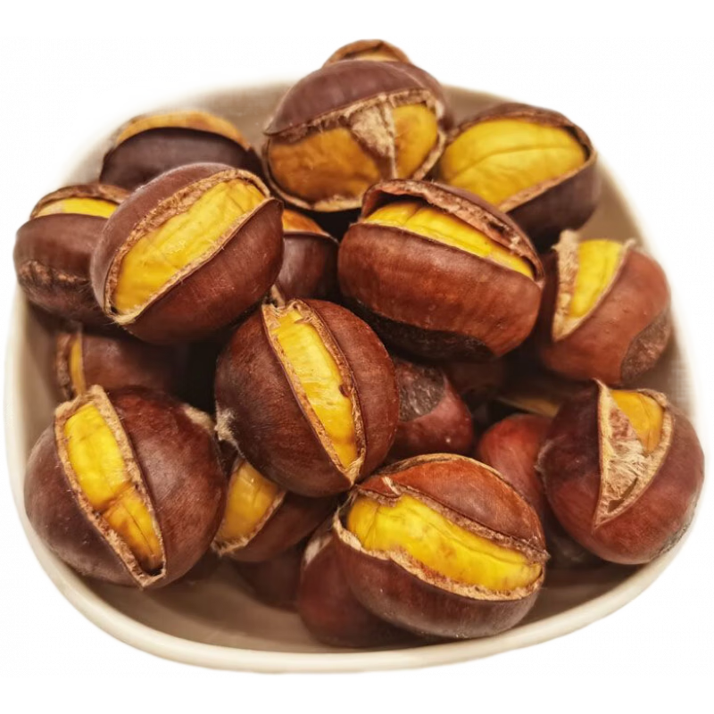 薛記炒貨開(kāi)口板栗烤栗子即食栗子信陽(yáng)油栗現(xiàn)烤甘栗零食糖炒栗子板栗仁 1斤開(kāi)口板栗特大