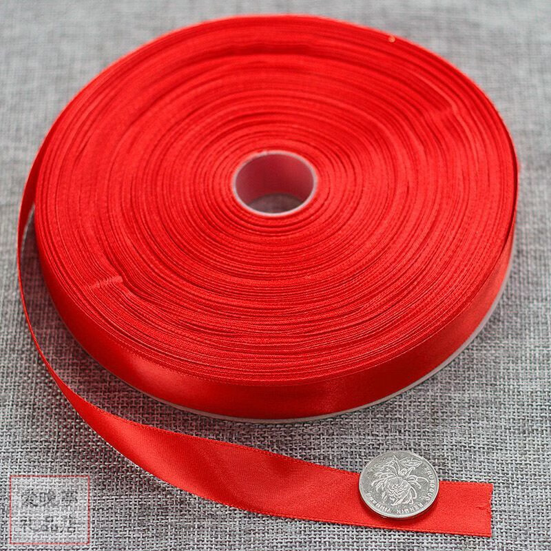 FANCYCHIC紅色絲帶彩帶結(jié)婚紅繩綁氣球掛燈籠掛吊旗書簽扎帶捆綁帶大卷3mm 2厘米寬 中國紅 [91米/卷]