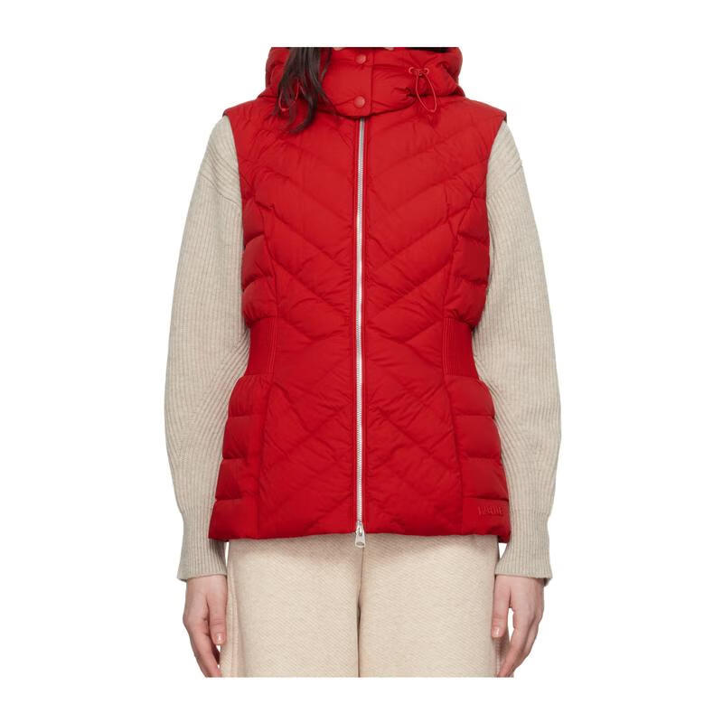 MACKAGE女士羽絨馬甲 保暖防風(fēng)輕盈連帽立領(lǐng)短款鴨絨冬季通勤羽絨服 紅色 均碼 |XXS