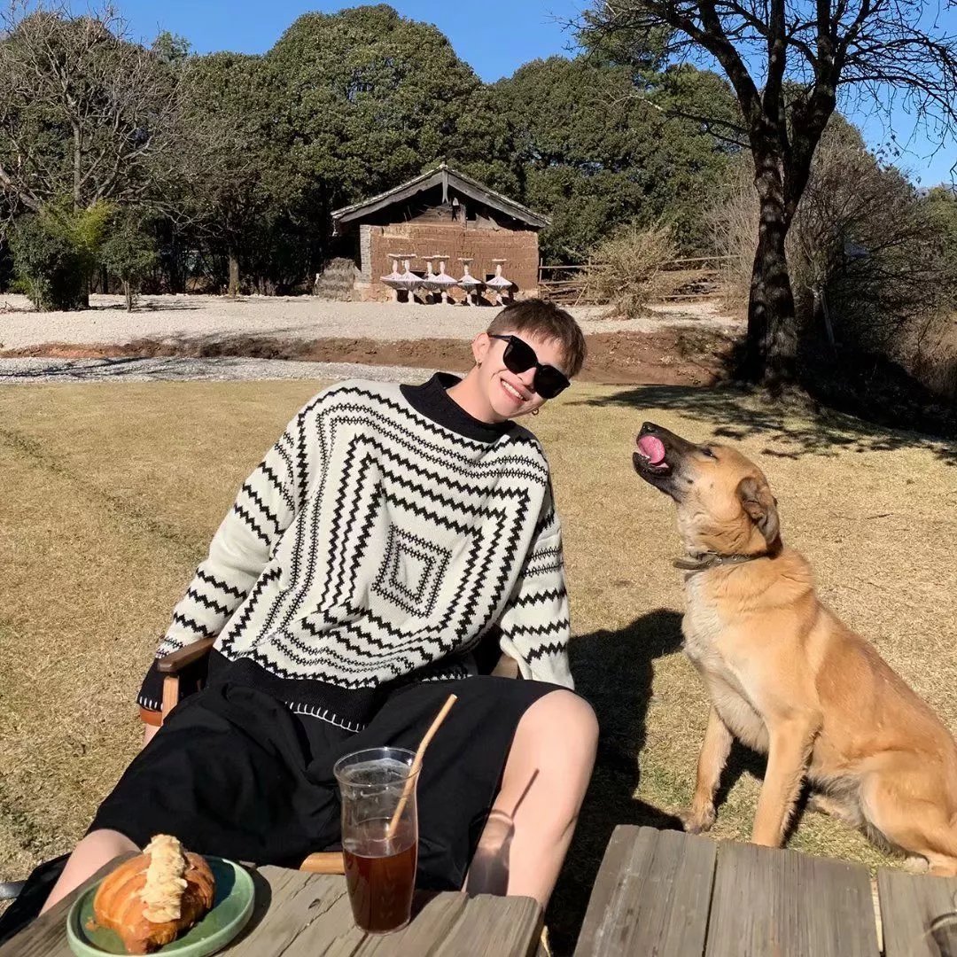 半高领毛衣男生春秋季休闲风宽松慵懒风针织衫潮牌ins炸街休闲线衣sn