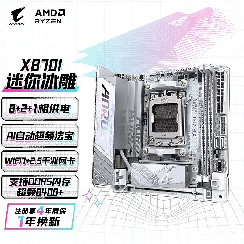 技嘉 迷你雕X870I AORUS PRO ICE WIFI7 DDR5 图 2