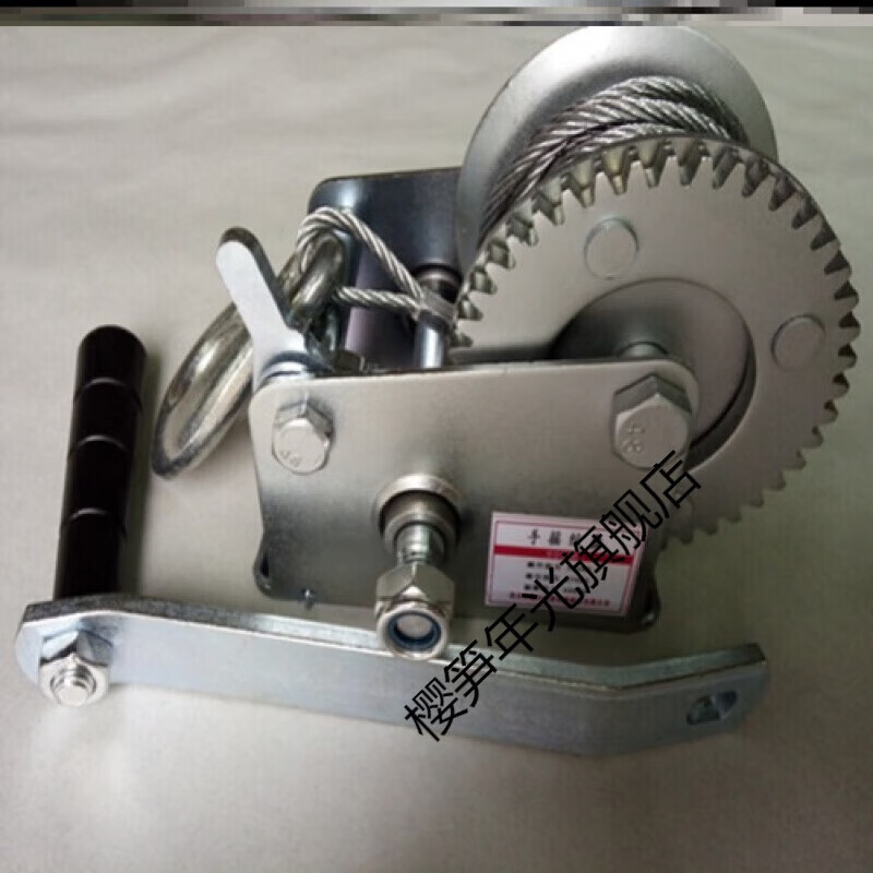 粟慄手摇齿轮升降器绞盘钢丝绳自锁手动卷扬小型提升牵引吊机手动 600