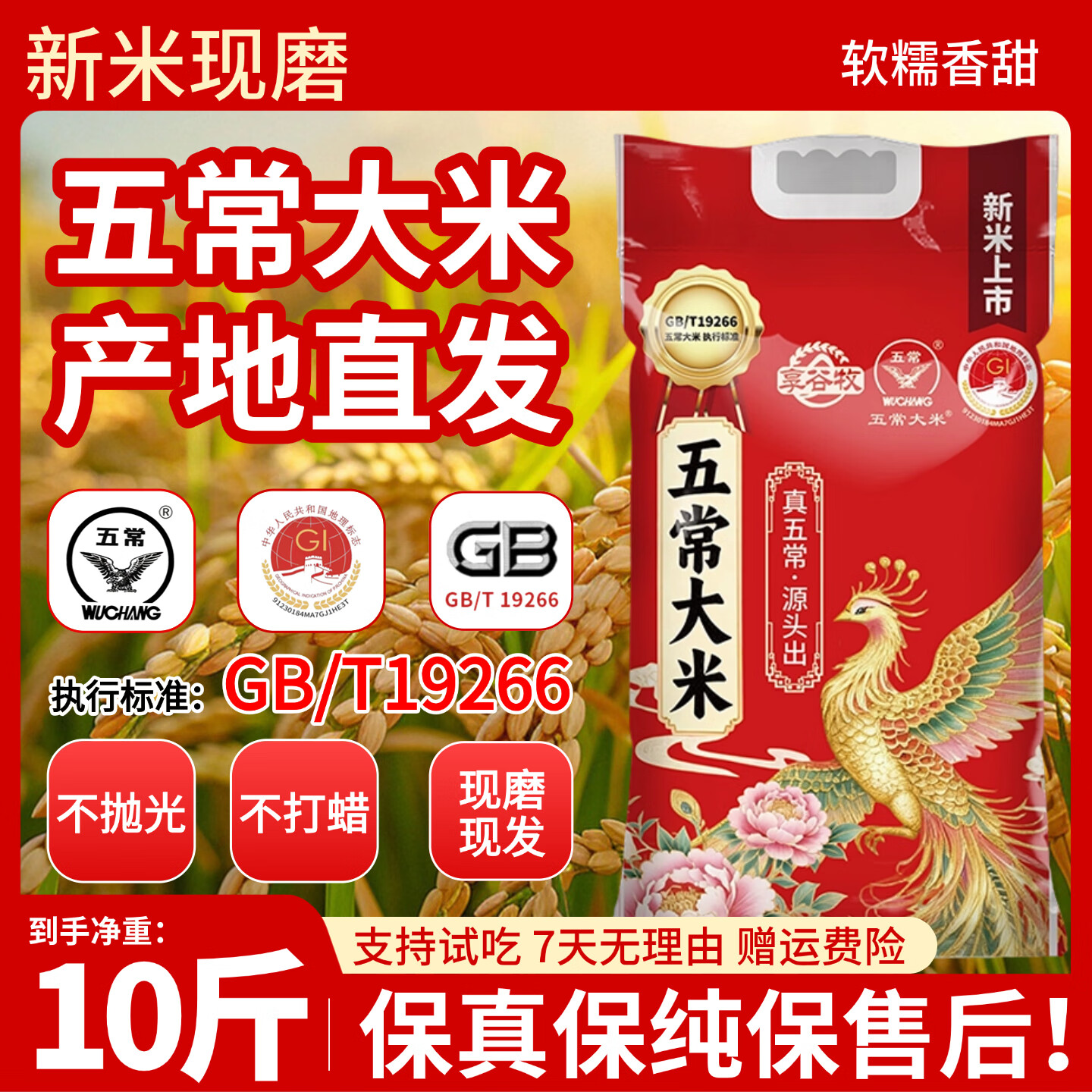 五常大米东北香大米现磨现发农家新米香米五常米GB/T19266 五常大米10斤