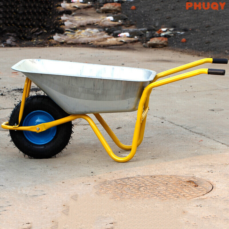 独轮手推车工地花园运输沙泥土小推车垃圾搬运农用工具独轮车包 黄色
