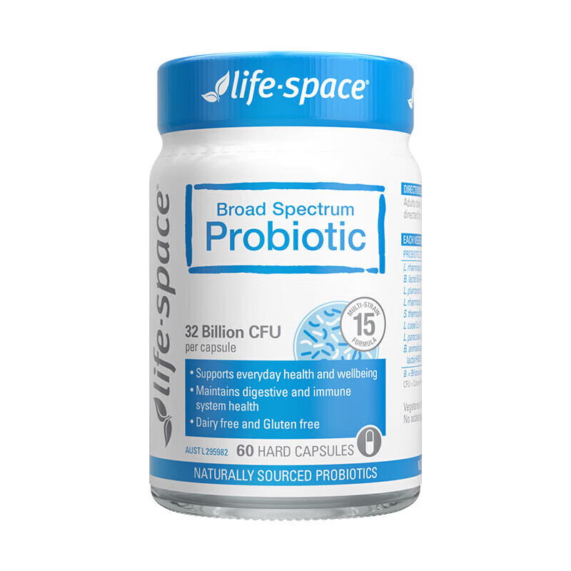 LIFE-SPACE LIFE SPACE广谱益生菌胶囊调理肠胃肠道 成人320亿益生菌60粒*2瓶