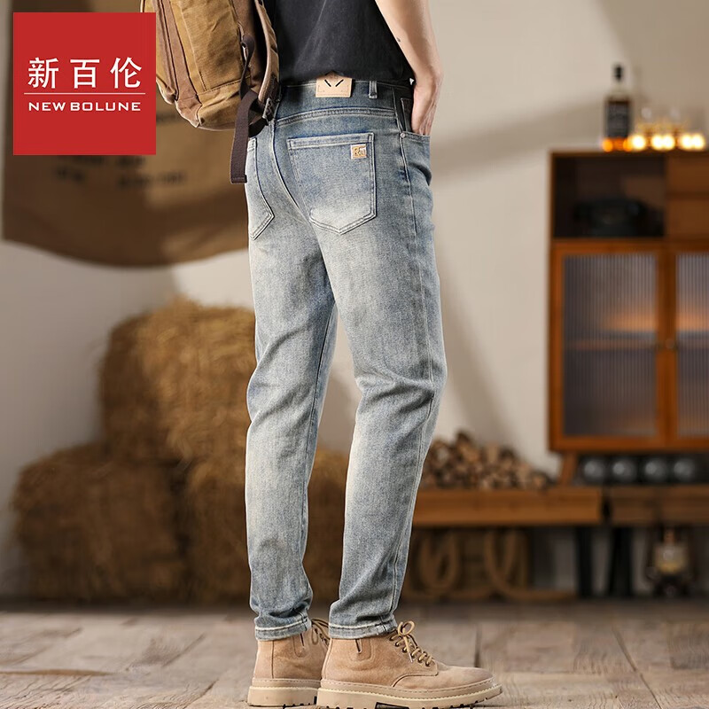 新百伦美国覆古新潮多用途舒适时尚小直筒牛仔裤简单休闲裤 浅蓝色 31 (建议130-140斤)