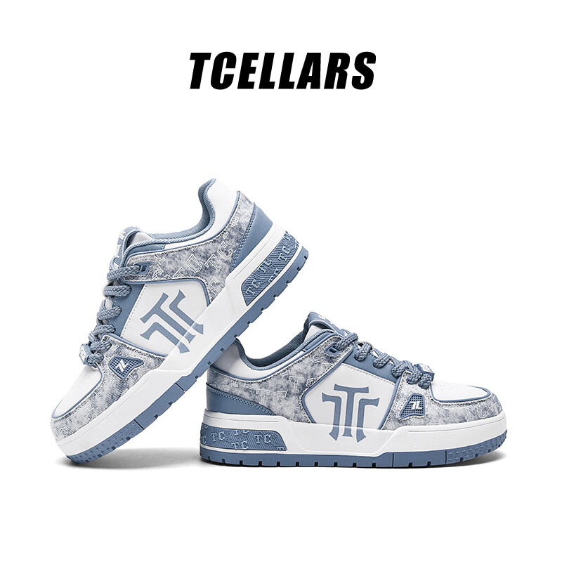 Tcellars板鞋男鞋2025冬季新款轻奢涂鸦潮鞋低帮厚底复古百搭休闲鞋子男款 牛仔蓝（Tpai） 44