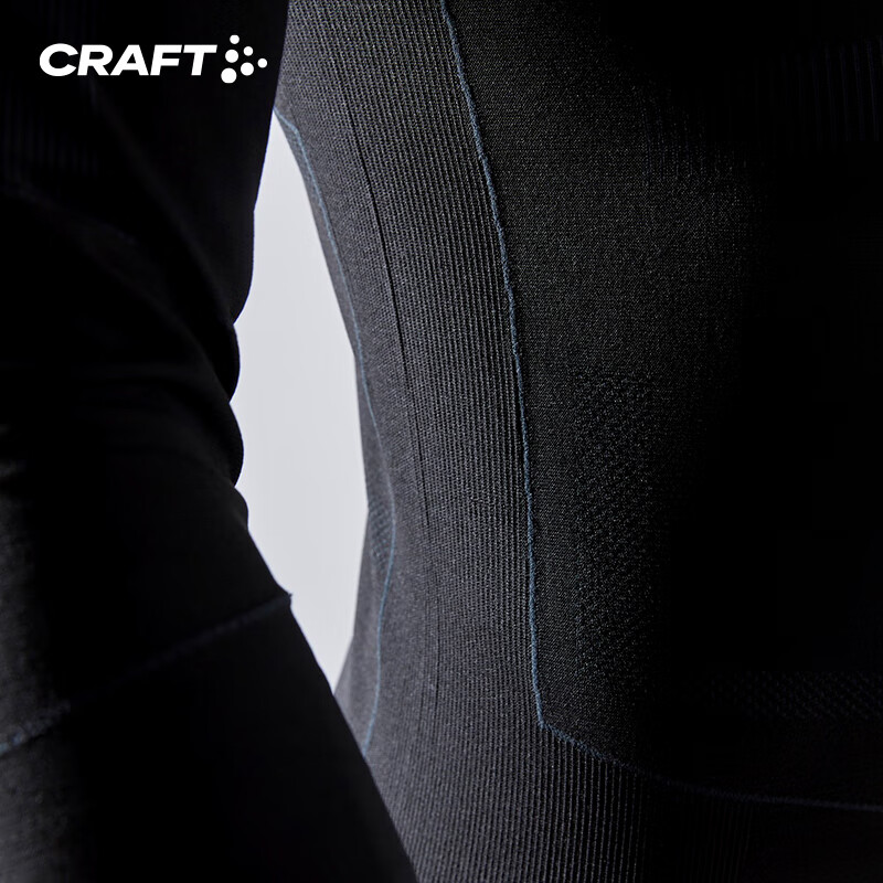 CRAFT绿标运动户外滑雪跑步骑行透气速干弹力高领拉链长袖T恤打底衫男 黑色 S
