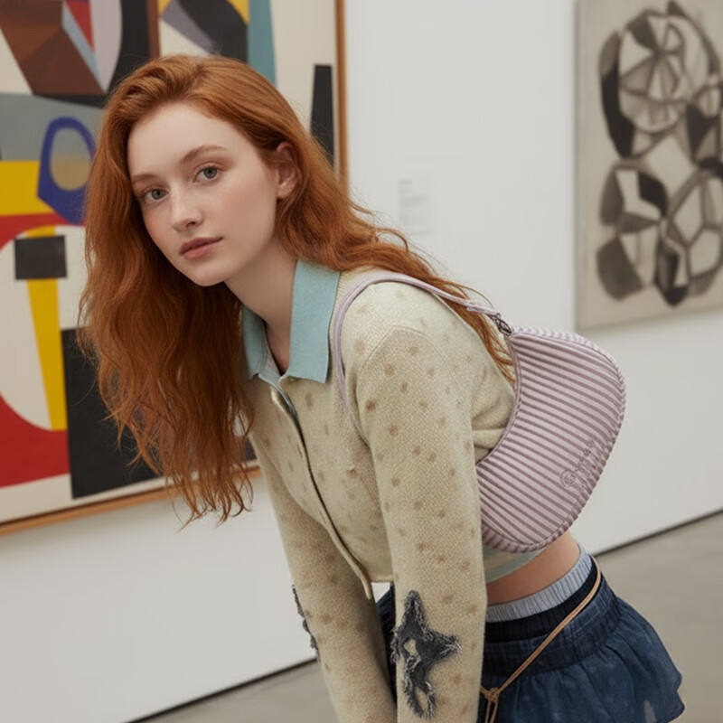 ONIMALS女士通勤百搭新月包云朵包单肩腋下包秋冬七夕月亮包 尼斯兰