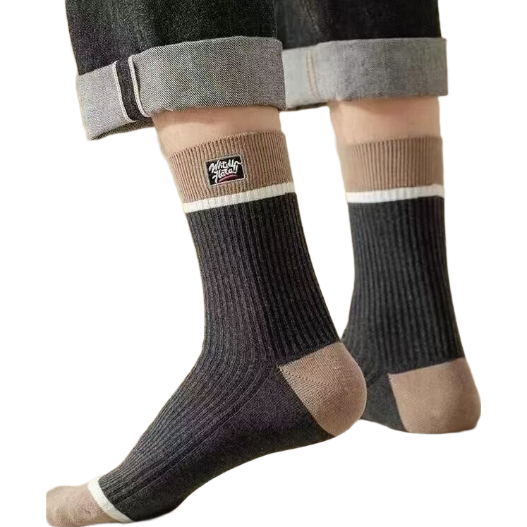 袜子男士中筒袜透气时尚吸汗长筒袜运动袜夏季薄款纯色男袜 中帮时尚男袜（直播专享2双装） 均码