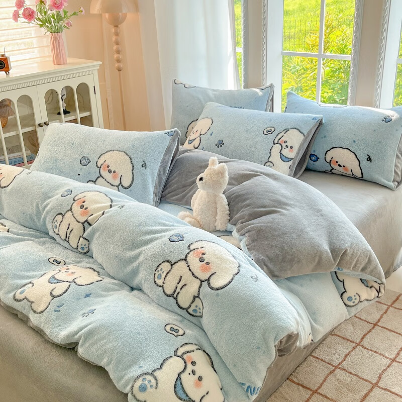 麦琪娜 雪花绒单被套双人被套单品被套水晶绒金貂绒单被套 绒毛细密柔软舒适 20支 机灵狗 200cm*150cm