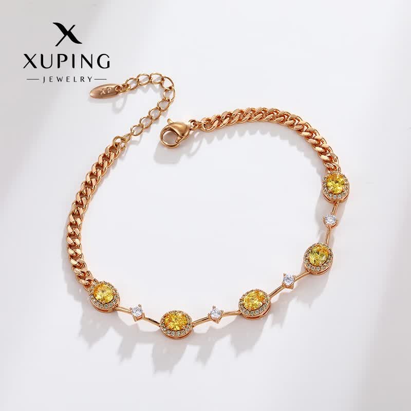 XUPING旭平首饰简约拼接圆形手链复古轻奢气质个性时尚小众设计高级感女 柠檬黄高性价比高么？