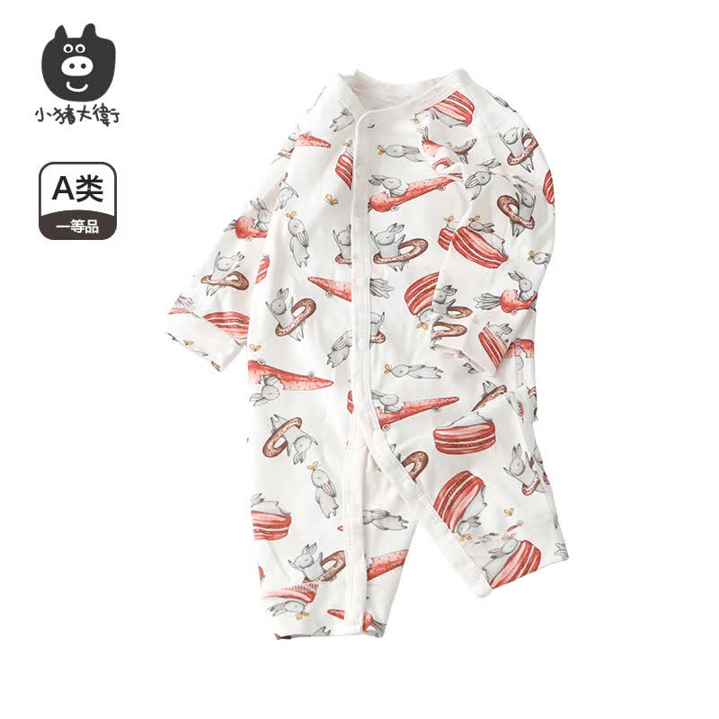 小猪大卫 PECODAVID新生婴儿纯棉连体衣男女宝可爱哈衣长袖春秋印花爬服 彼得兔【对开】 90cm