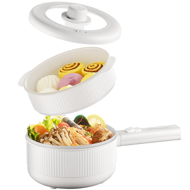 荣事达（Royalstar）电煮锅 家用多功能学生宿舍泡面电火锅蒸煮煎炒锅电热锅小电锅电炒锅带蒸笼 DZG16A家电国家补贴