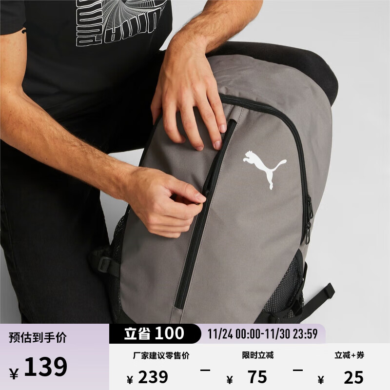 彪马（PUMA）户外通勤旅行大容量双肩包男女学生书包电脑包078868 铁灰色-05 OSFA/均码