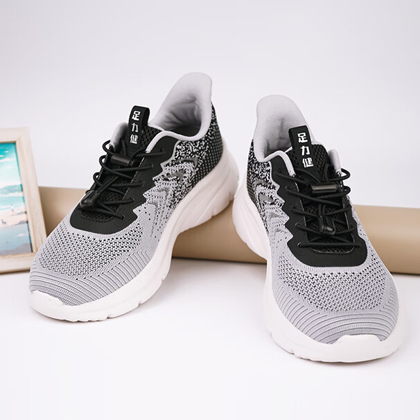 足力健老人鞋中老年春夏防滑散步鞋透气舒适软底休闲运动鞋送长辈 女款 风信紫/藕粉色36F 40