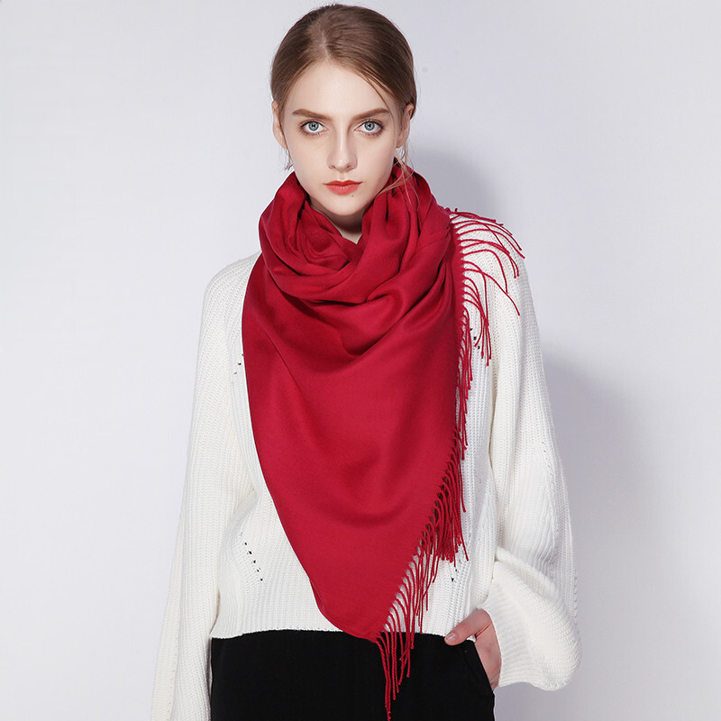 达芬奇密码 冬季百搭厚款保暖围巾女士披肩仿羊毛男士红品本命年订制LOGO 酒红