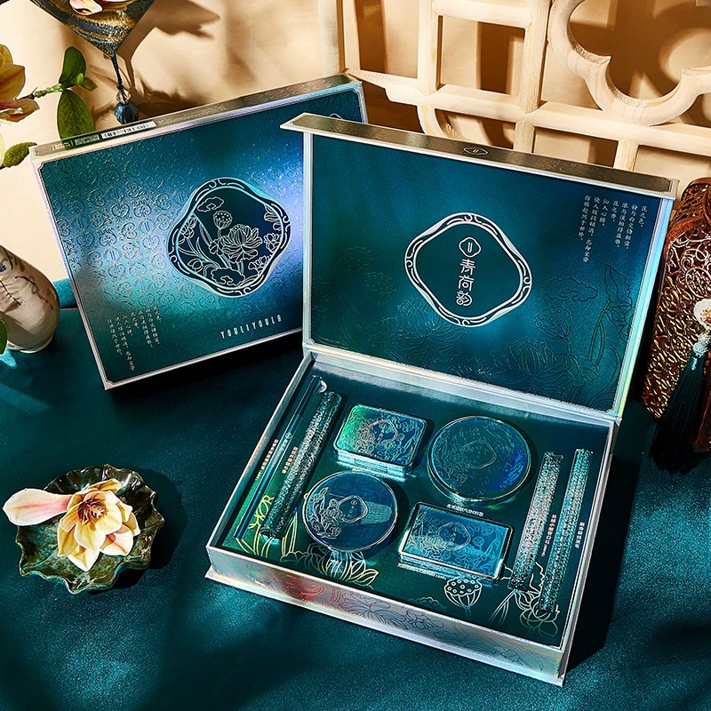 尤莉尤拉青荷韵彩妆套装8件套气垫口红化妆品全套套盒国潮风持妆 青荷韵美妆套盒