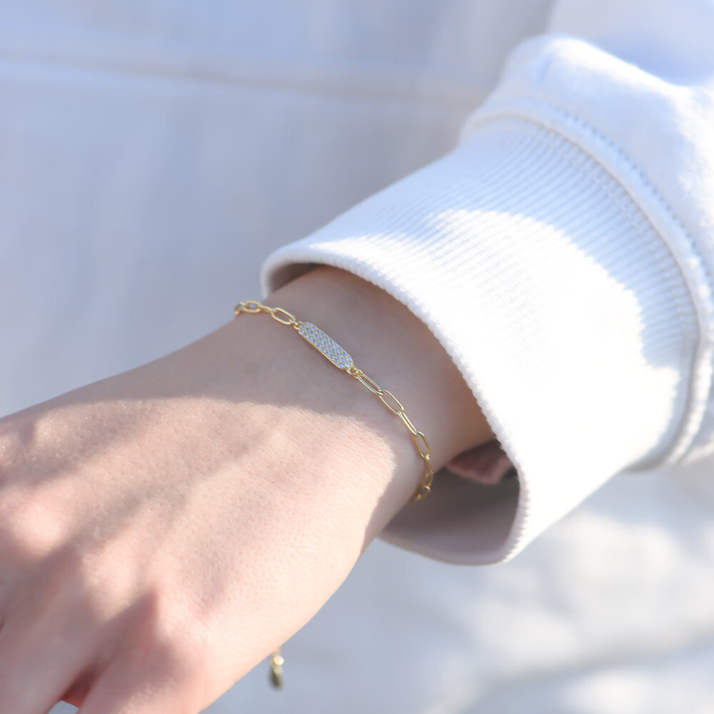 欧美ins简约气质百搭s925微镶锆石手链设计感小众轻奢银手饰 白色 925银