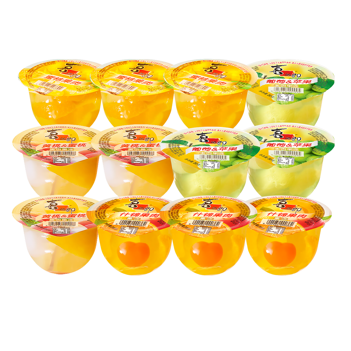喜之郎霸气大碗果肉果冻200克x12杯 0脂肪4口味 儿童休闲零食大礼包