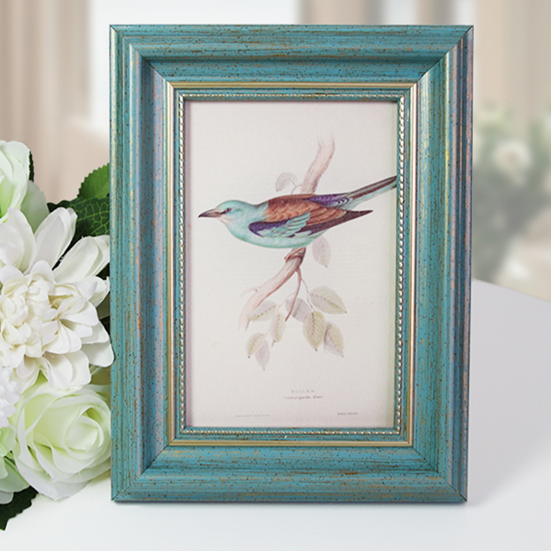 俱兴画框相框摆台挂墙定制欧式相片框照片框摆台画框像框架 复古蓝色