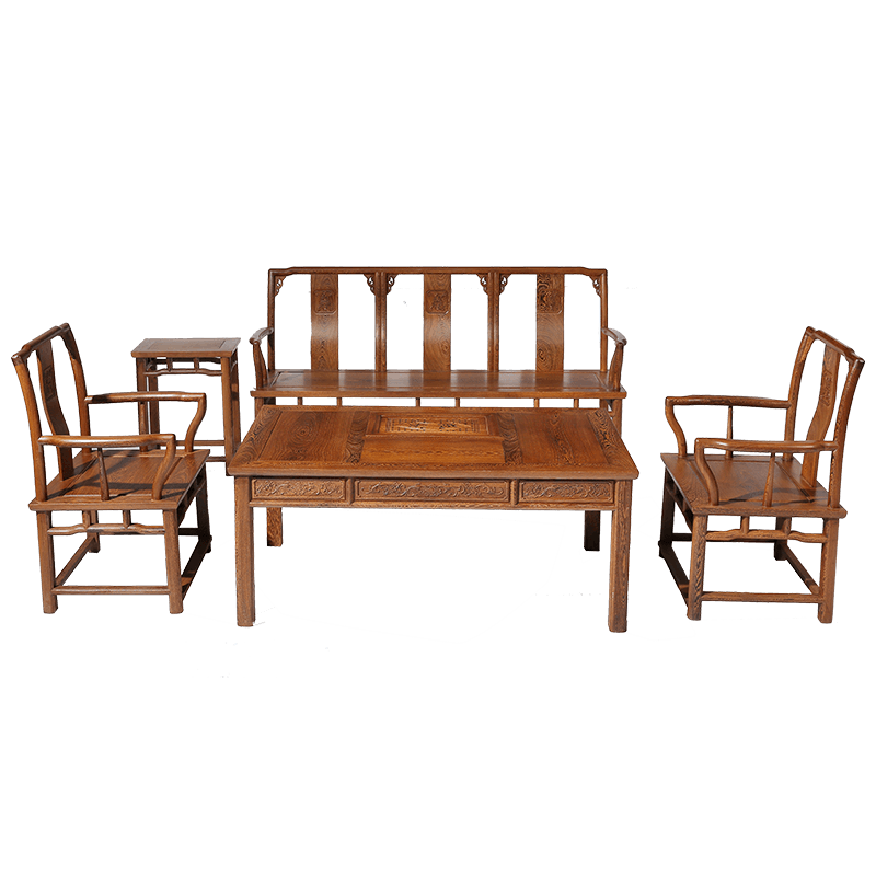 贡艺名居红木家具非洲鸡翅木(学名:非洲崖豆木)沙发 仿古中式沙发茶桌椅组合 实木沙发 八件套