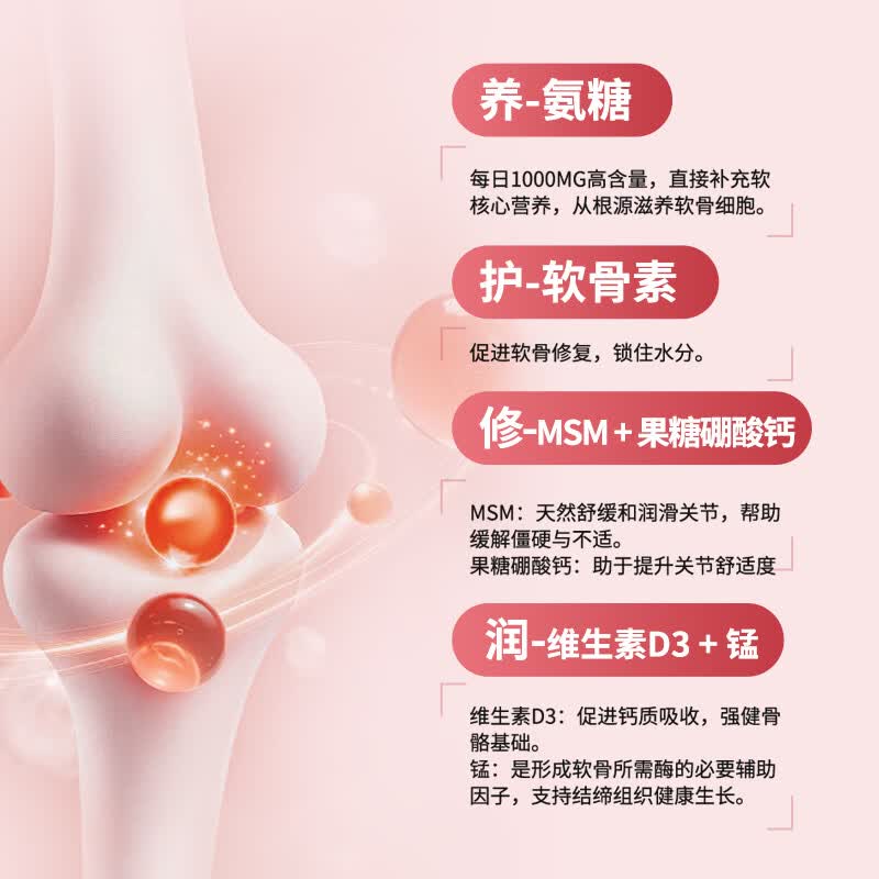 BUYSEE氨糖健骨片美国原装进口父母关节保养修护中老年人补钙60片/瓶 氨糖健骨片 60片*3瓶