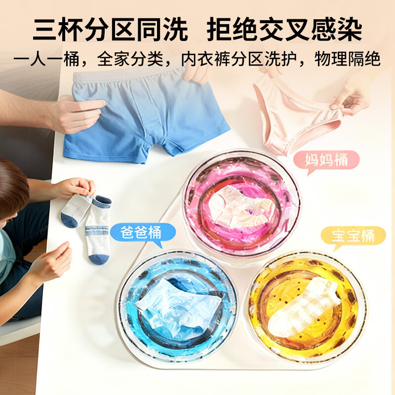 TrueX三杯三仓双桶洗衣杯免安装二合一洗袜子机神器双分区内衣内裤专用小型三桶有线迷你洗衣机三筒 三杯款 【三杯独立清洗+仿生手洗】