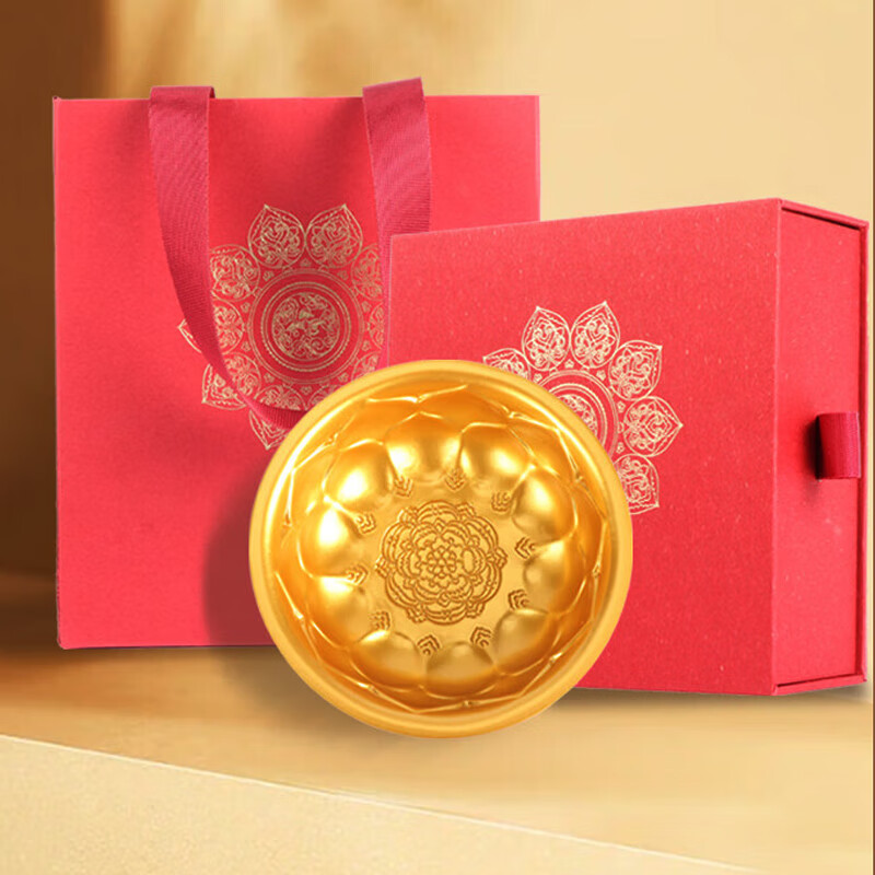 陕西歴史博物館陕西历史博物馆文创鸳鸯莲瓣纹金饭碗立体摆件教师节礼物礼盒装 国宝摆件·金饭碗