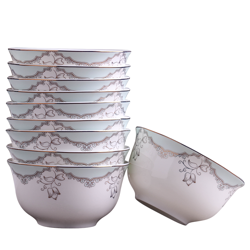 查询浩雅陶瓷碗具套装10只装景德镇陶瓷欧式米饭碗汤碗丽人风尚历史价格