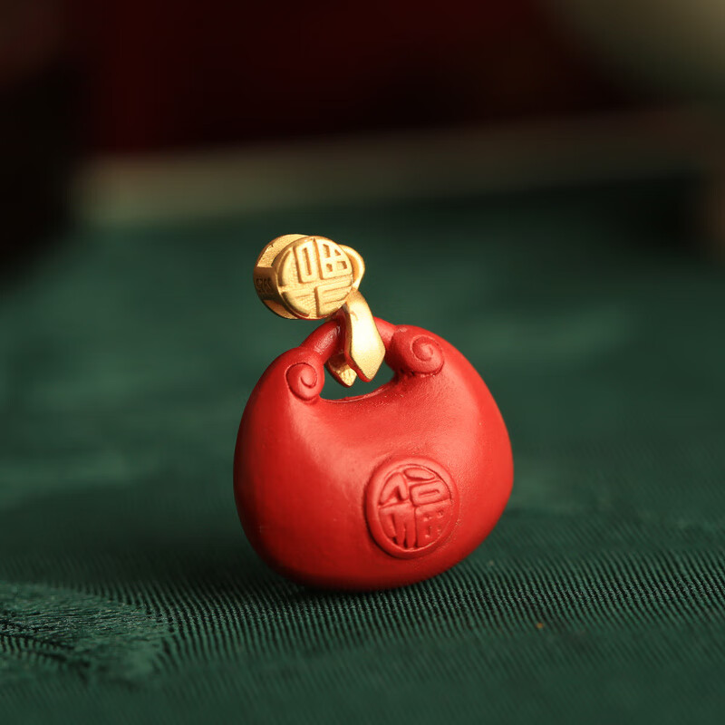 咏幻福锁袋朱砂银吊坠女新中式国风红色覆古福袋本命年项炼吊坠 【单吊坠】