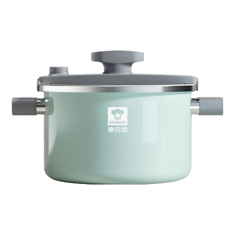 康巴赫（KBH）珐琅锅汤锅 微压搪瓷锅精铁锅易洁不沾炖煮锅电磁炉燃气灶通用  新版微压汤锅【清新绿】 23.4cm 5.5L