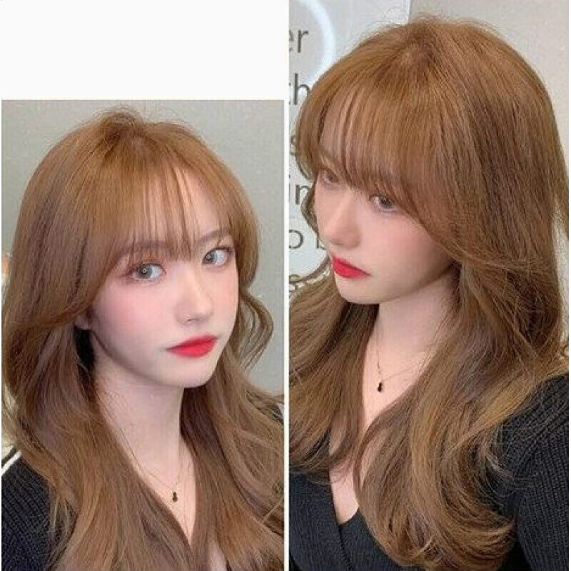 染发剂2021流行色膏染色剂黑茶色蓝黑自己在家染头发显白女 亚麻色一