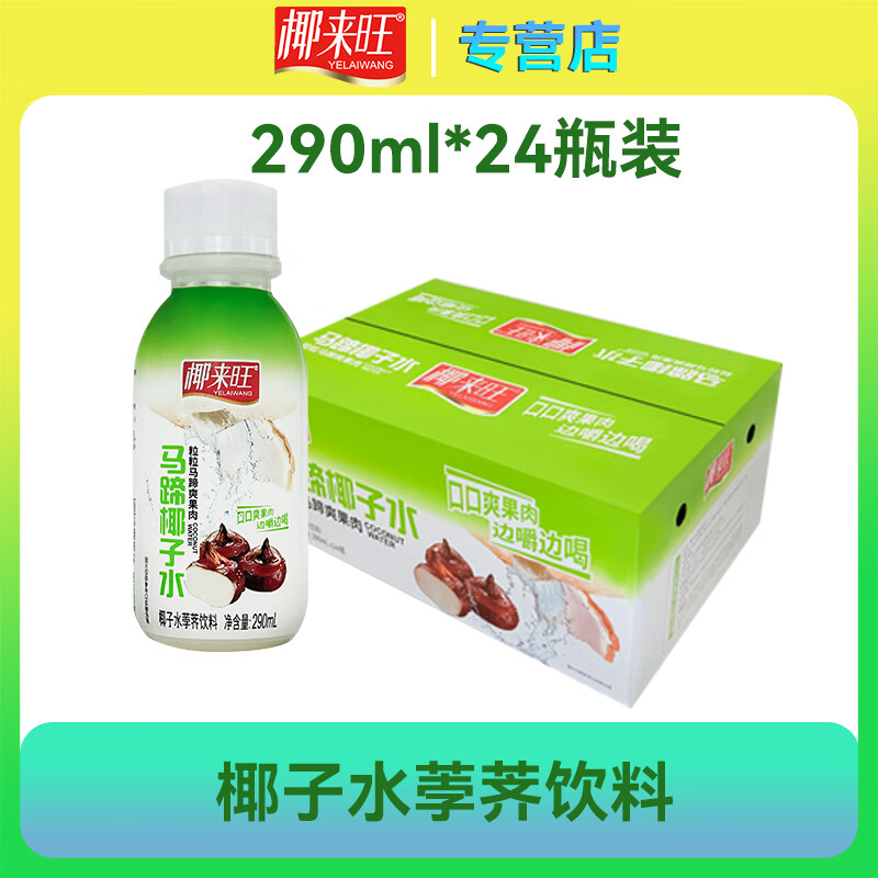 椰来旺马蹄椰子水 粒粒果肉边嚼边喝低卡0脂天然电解质快速补水荸荠饮料 马蹄椰子水290ml*24瓶整箱装